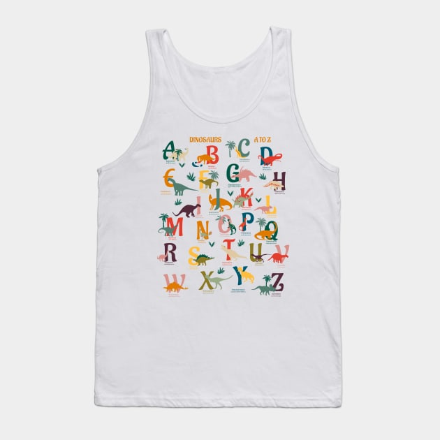 Dinosaurs A to Z- Rainbow Dinos Chart Tank Top by Winkeltriple